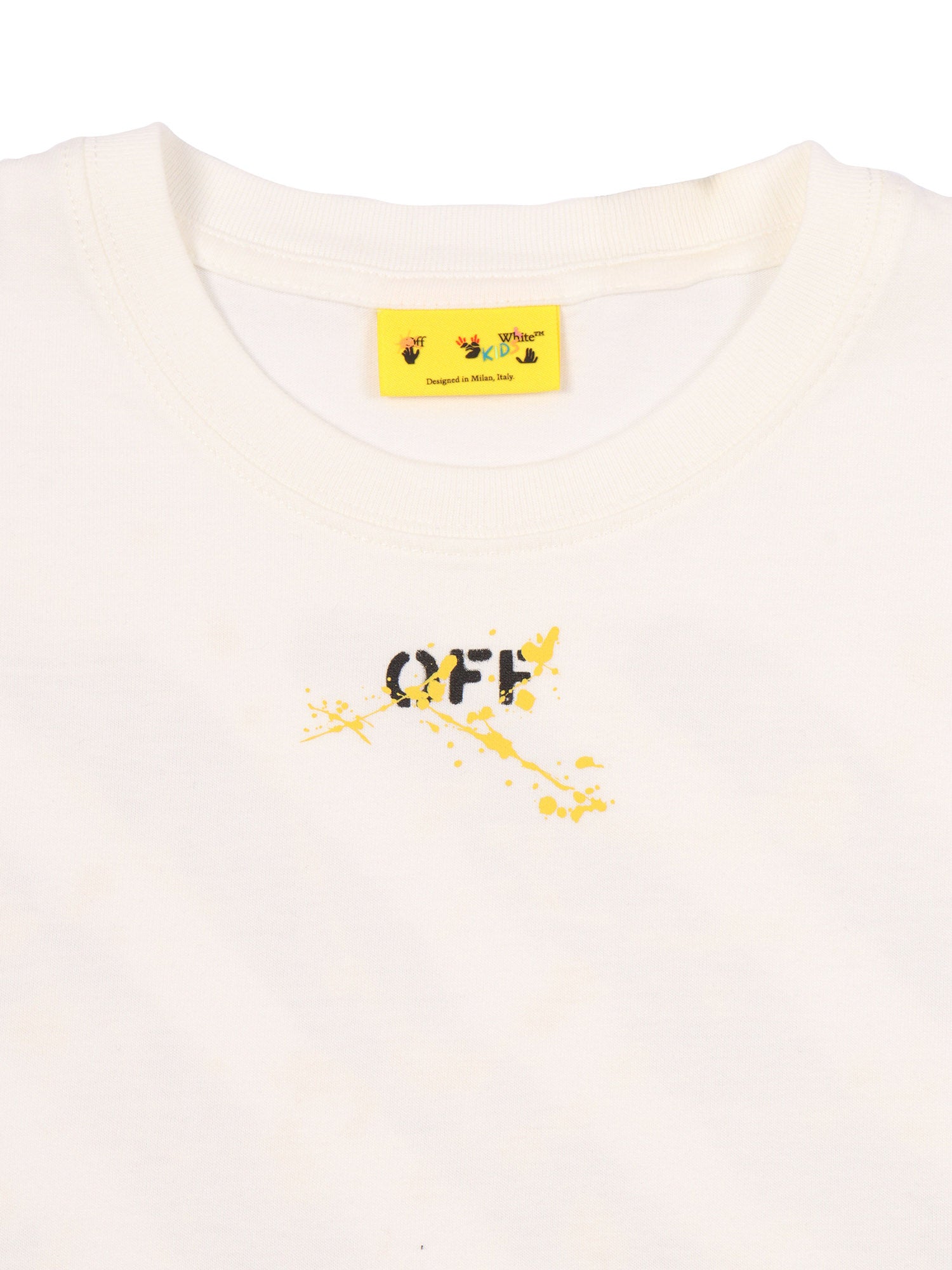 DIAGS SPLAT TEE S-S WHITE - YELLOW Cotton Rib Details Short Sleeves T-shirt