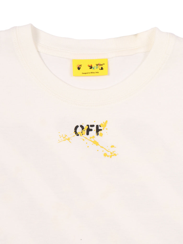 DIAGS SPLAT TEE S-S WHITE - YELLOW Cotton Rib Details Short Sleeves T-shirt