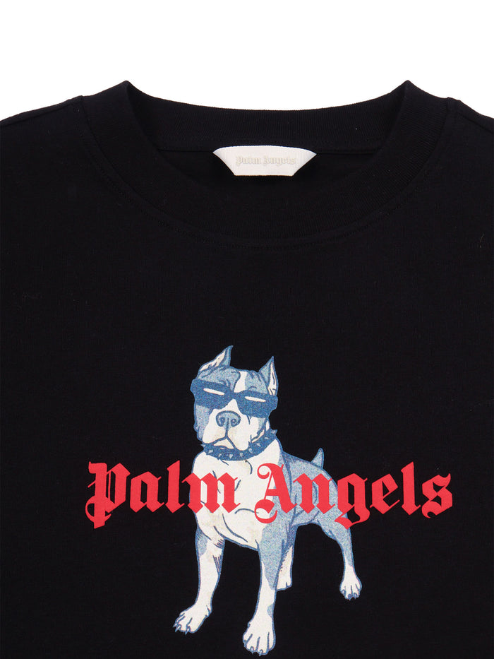 Palm Dog Reg.tshirt Boy Black Cotton Short Sleeves T-shirt