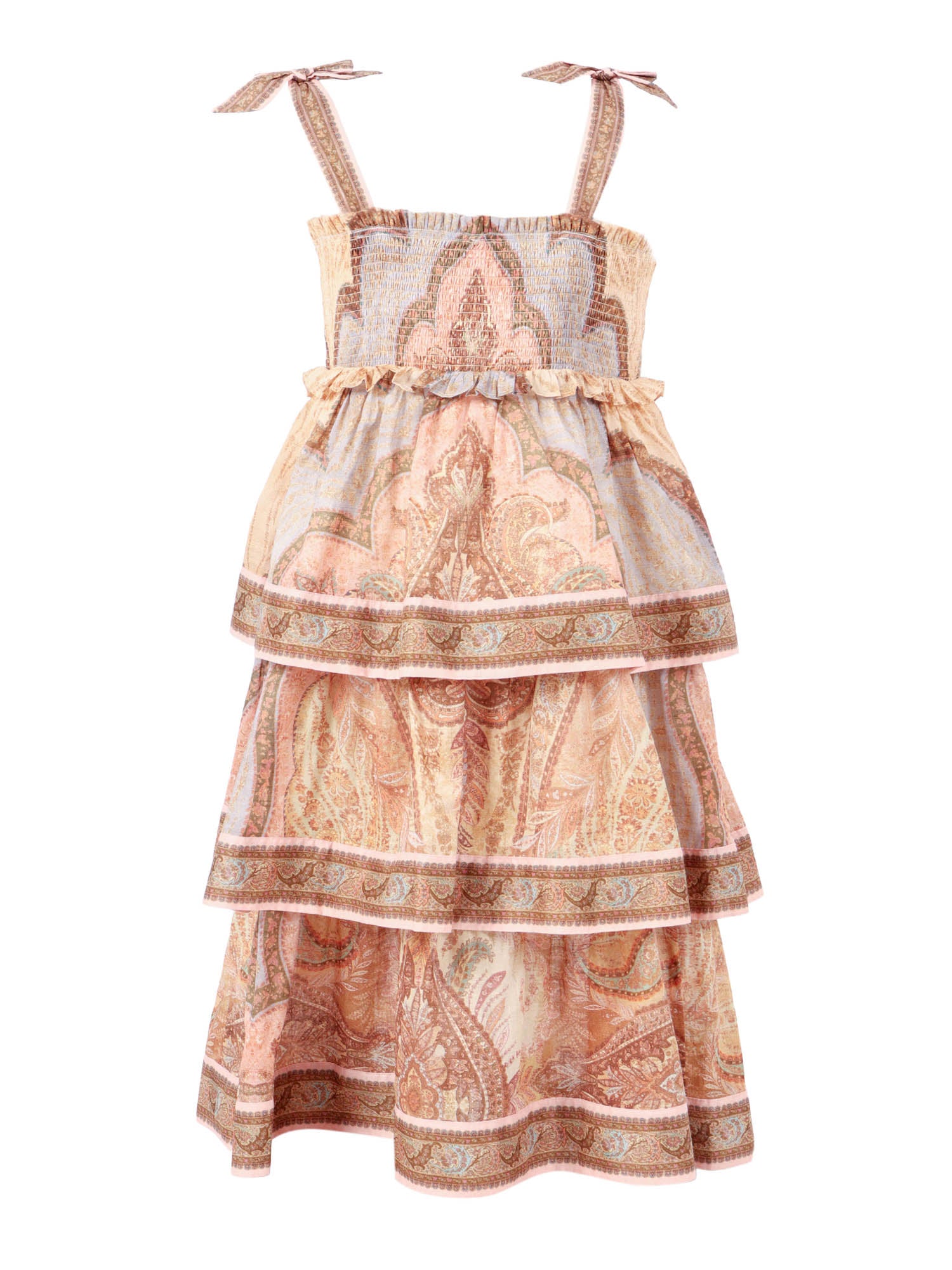 Awaken Kids Tiered Dress Beige Cotton Lining