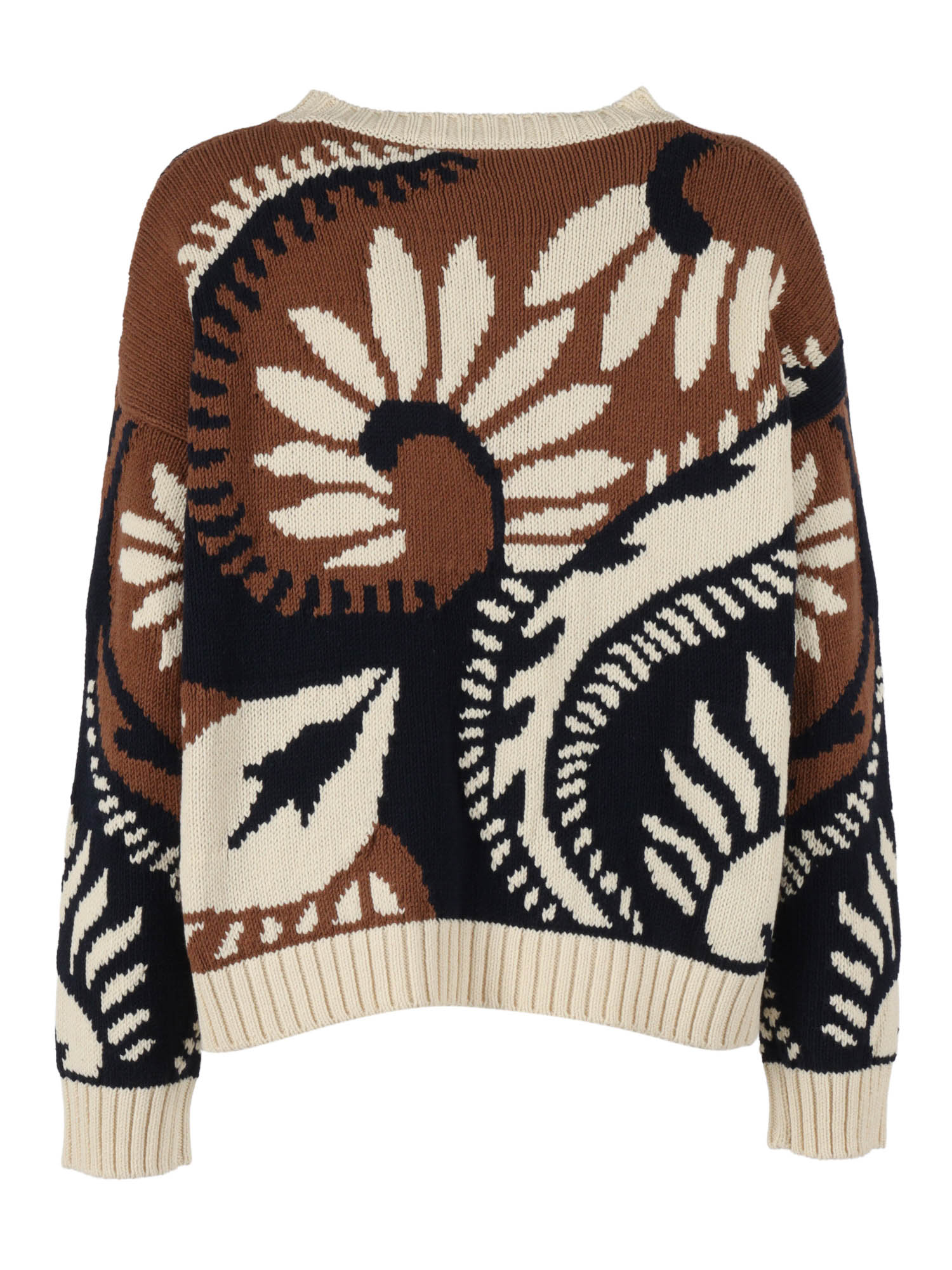 SWEATER Brown Cotton Acrylic Crewneck