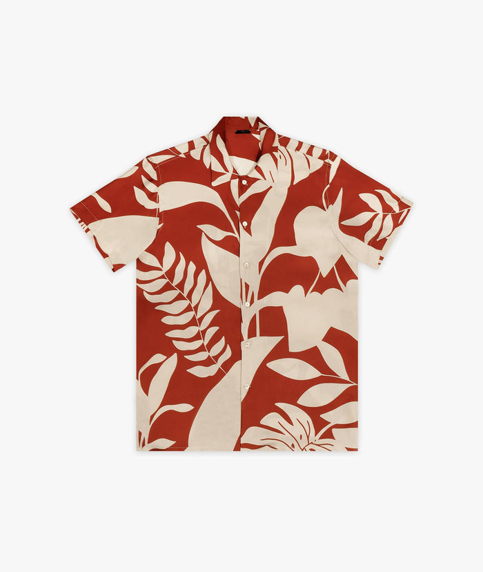 Silk Shirt Salinas Firebrick Short Sleeve