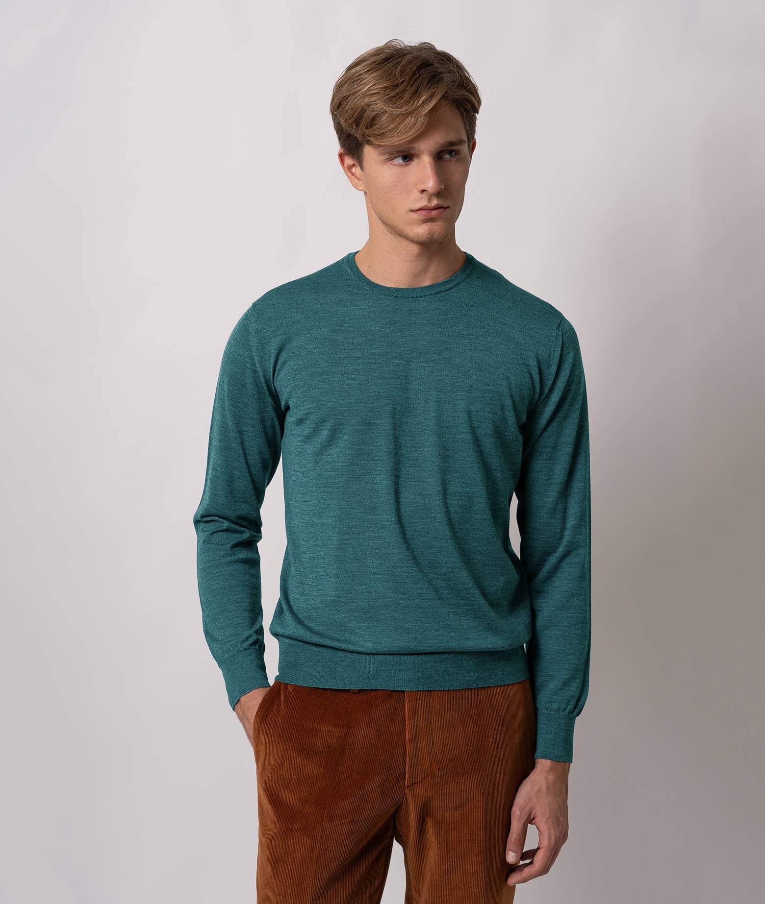 Wool Crewneck Sweater Oslo Lightblue Basic Light Kintwear