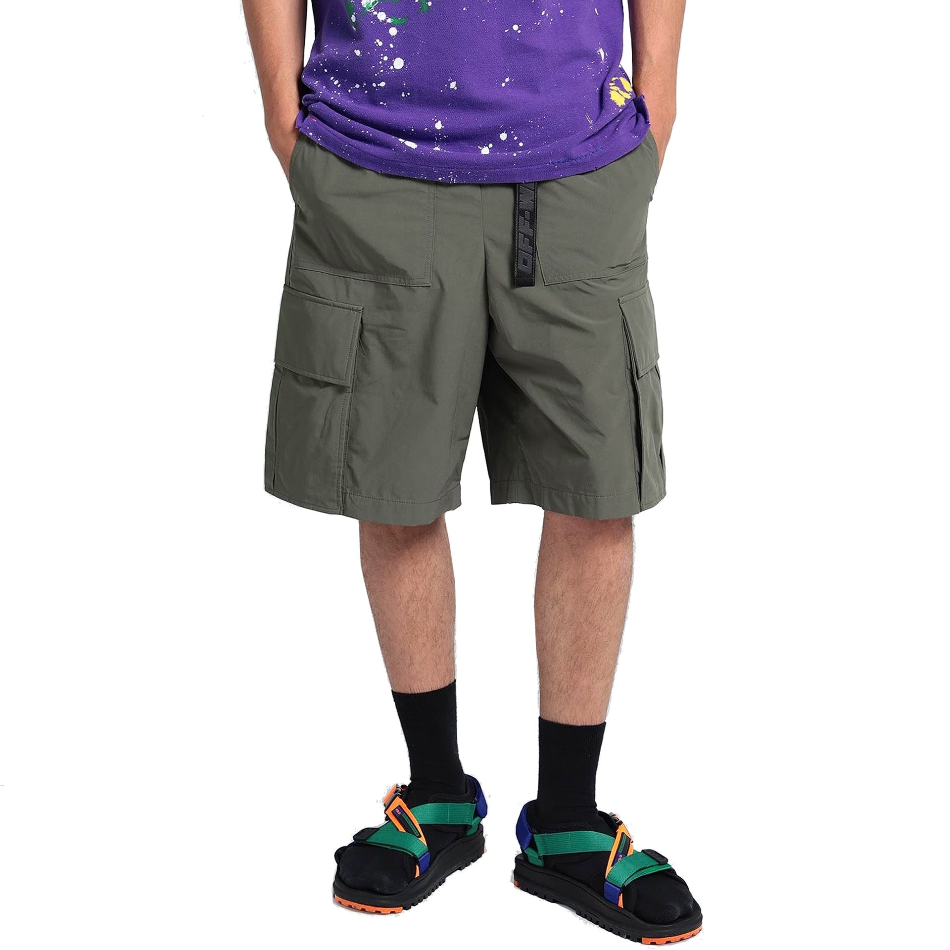 Off-White Bermuda Shorts Green Polyamide Polyester