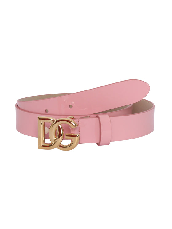 LOGO BELT Pink Calf Leather