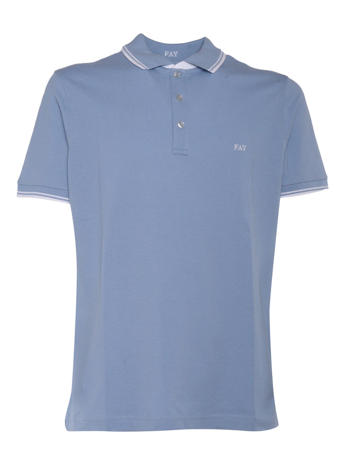 DB COLLAR PIQUET POLO Light Blue Cotton Elastane Shirt