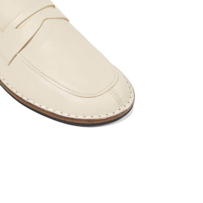 The Row Cary Leather Loafers White Calf