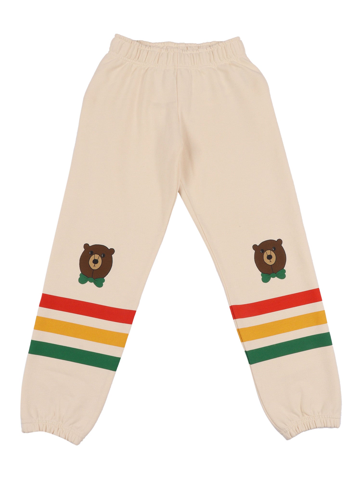 Bear Stripe Sweatpants Beige Organic Cotton Trackpants