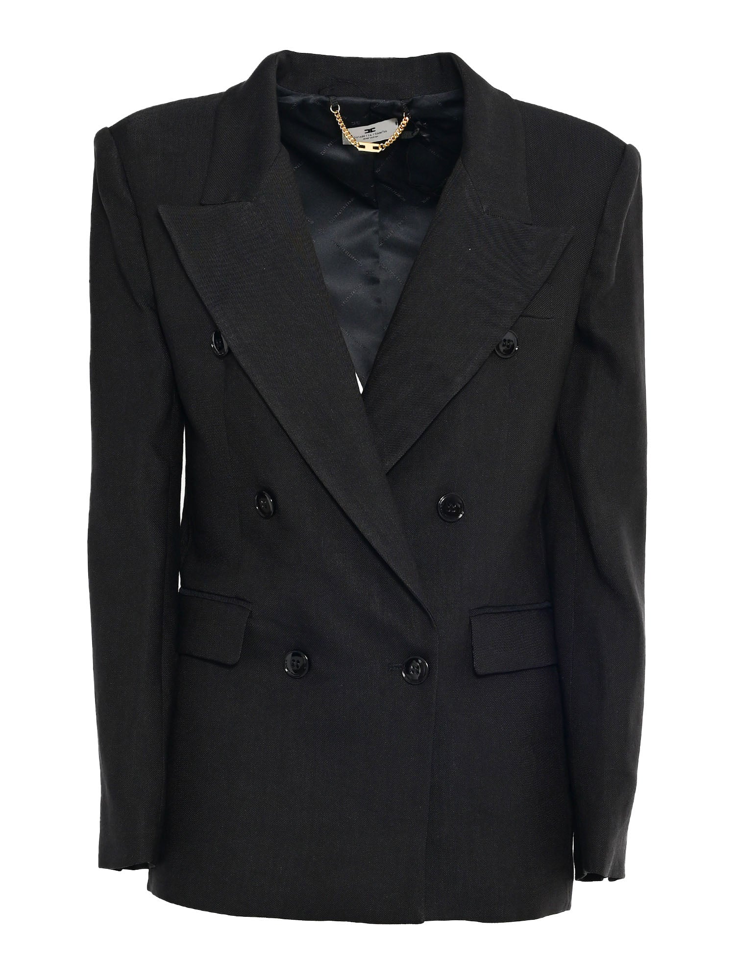 WOMENS JACKET Black Viscose Linen