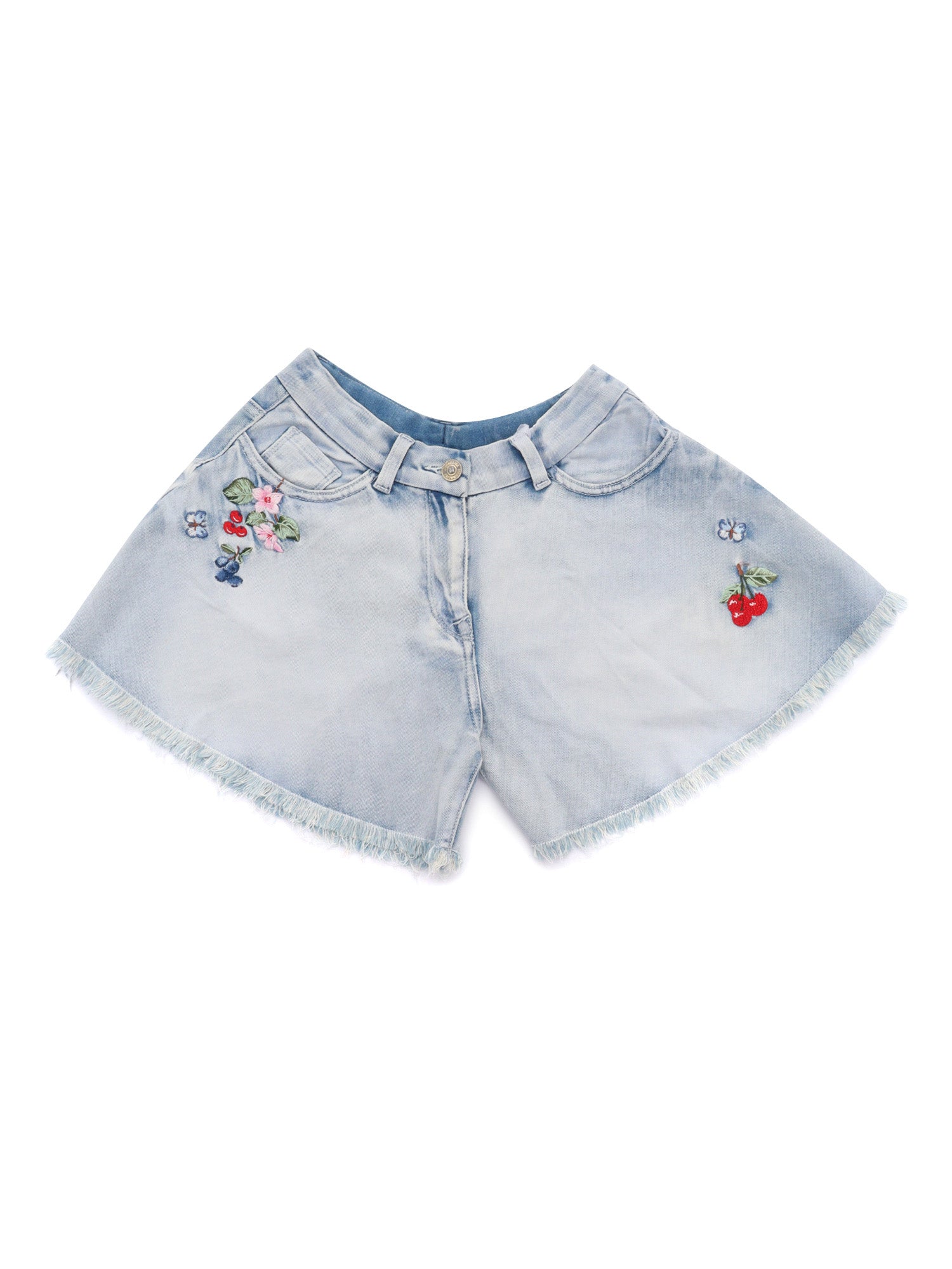 DENIM SHORTS WITH RHINESTONES Grey Cotton Polyester Elastan