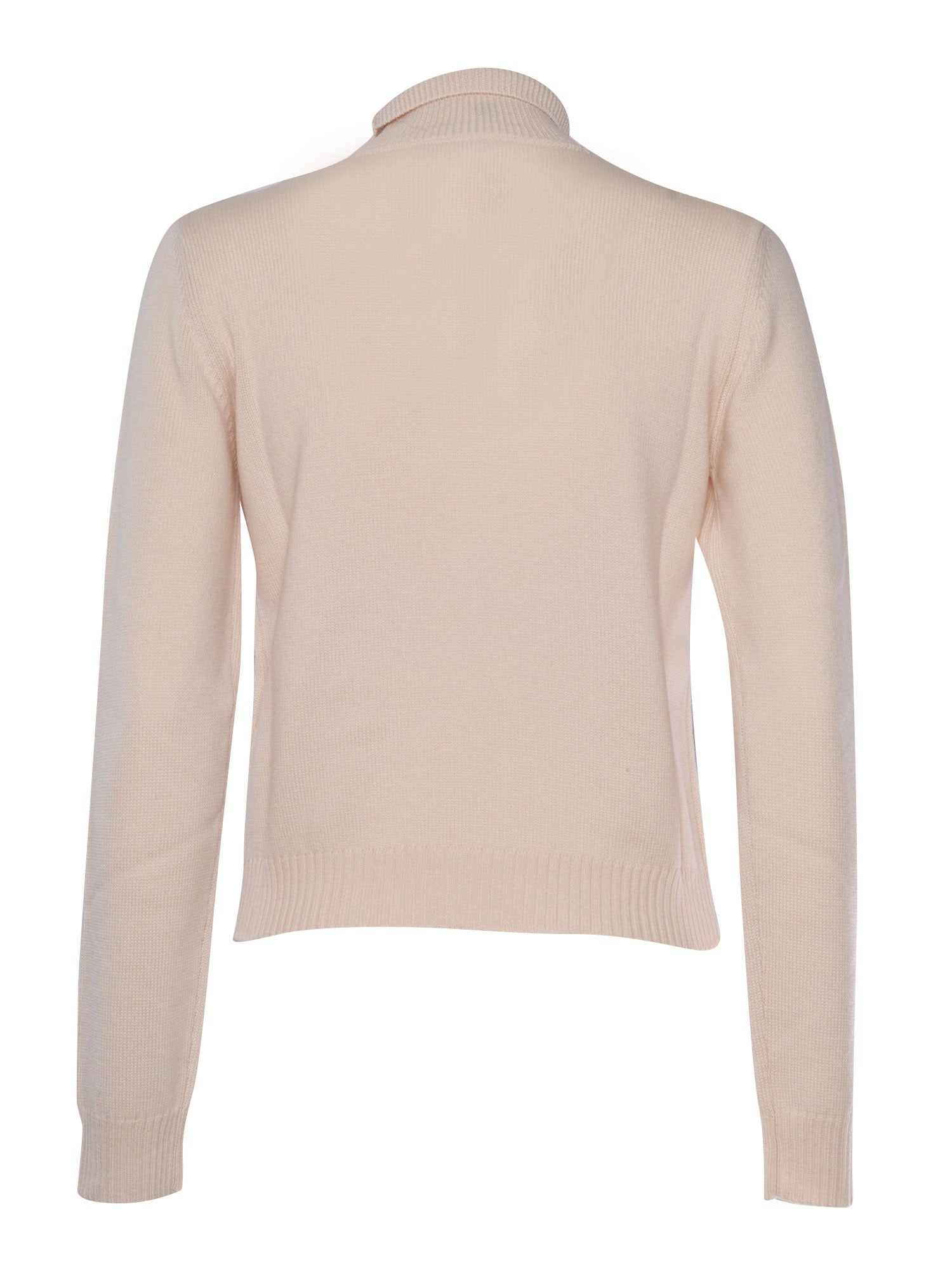 T Neck Pullover White Wool Turtleneck