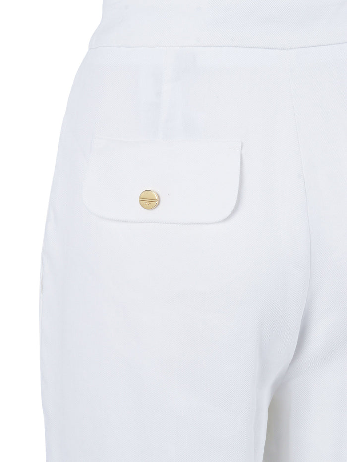 TROUSERS White Linen Viscose Elastane Pant