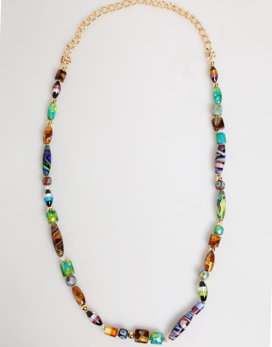 Dolce & Gabbana 5% Zamak + 60% Real Brass + 35% Glass necklace in multicolor