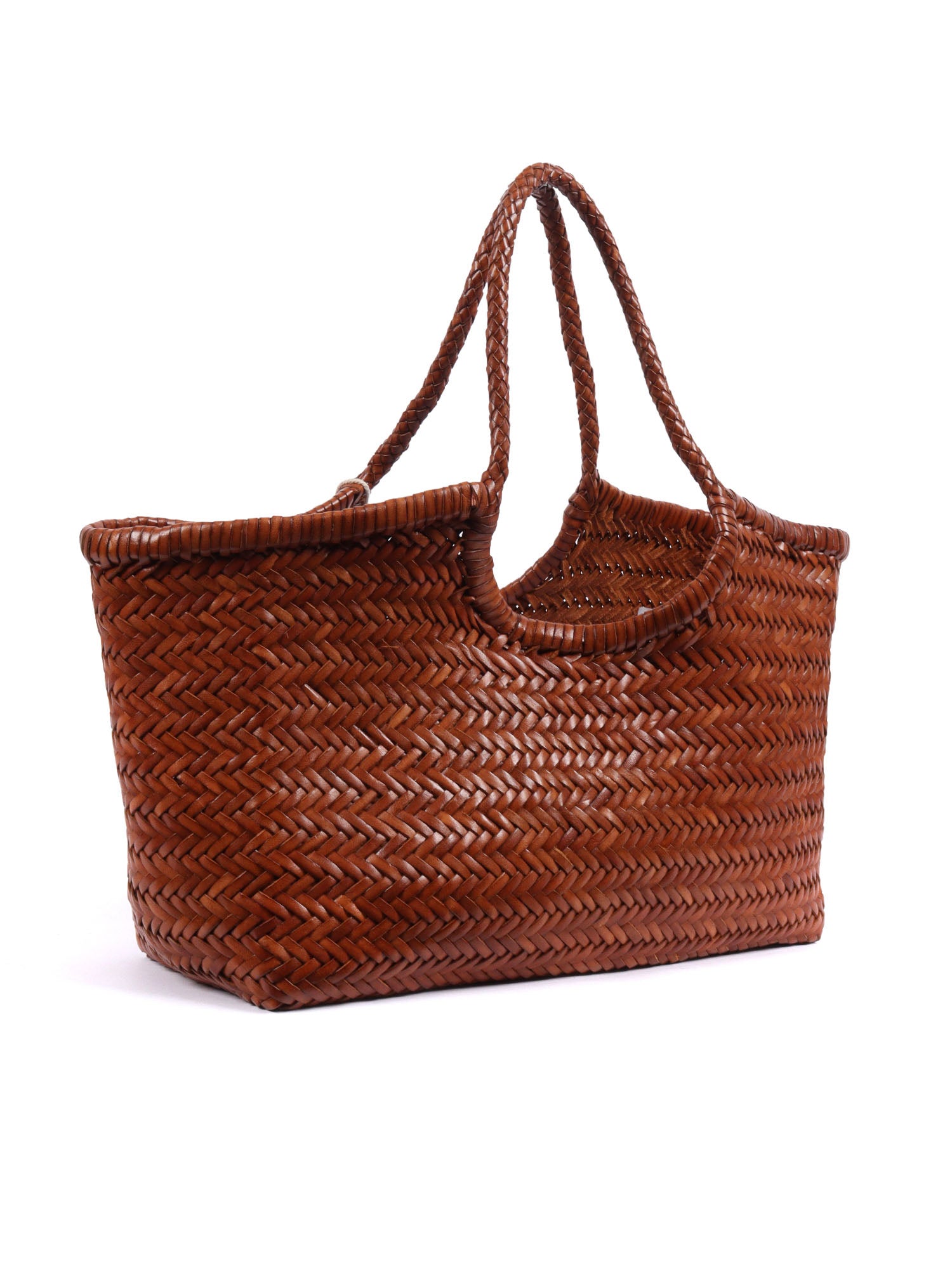 NANTUCKET BASKET BIG Camel Calf Leather Shoulder Bag