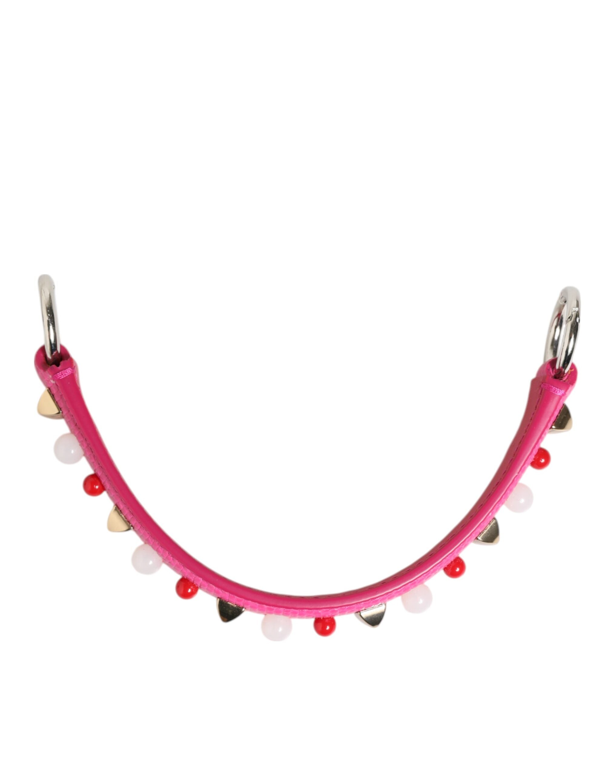 Pink Embellished Leather Bag Handle Women Shoulder Strap Calf Accessory