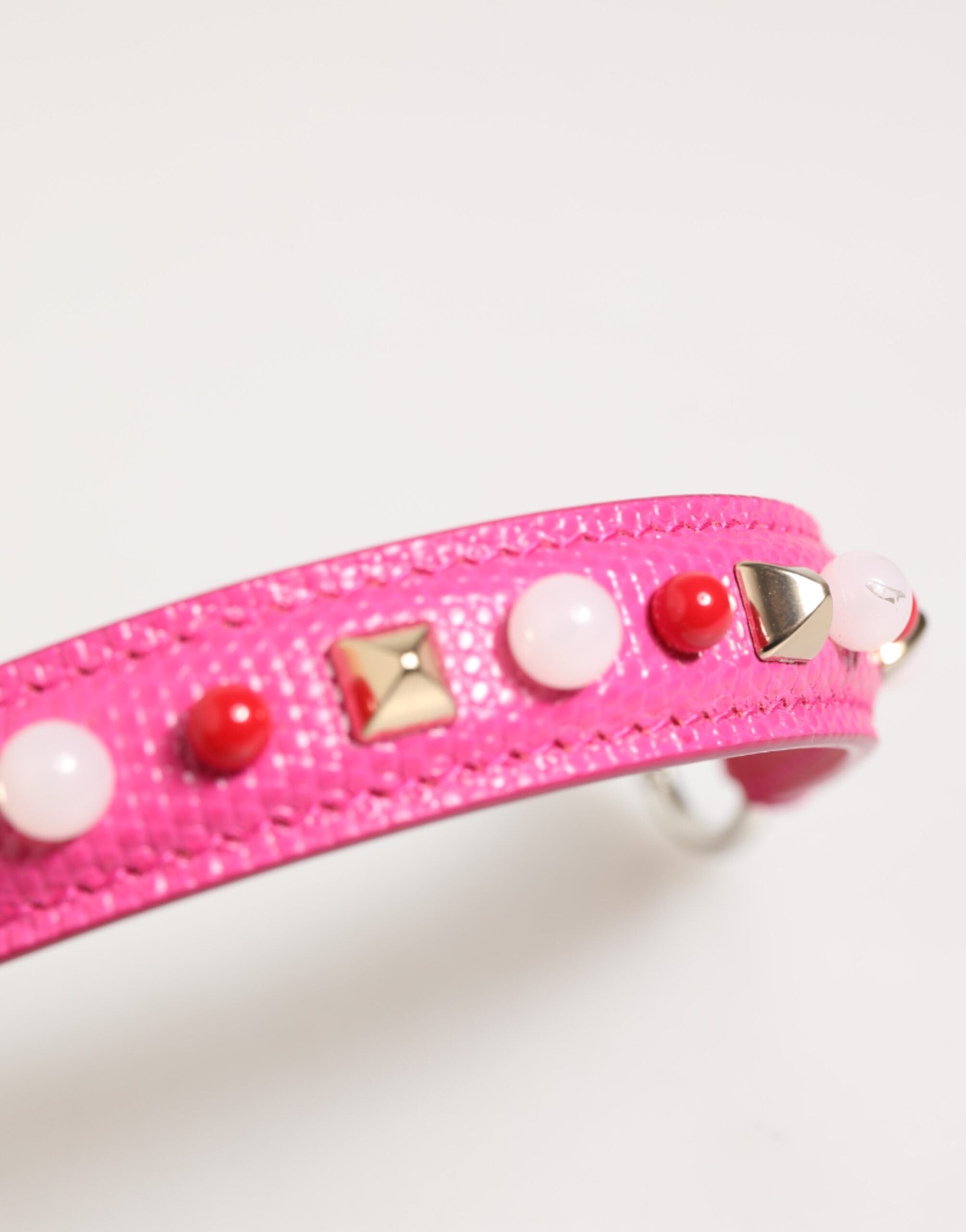 Pink Embellished Leather Bag Handle Women Shoulder Strap Calf Accessory