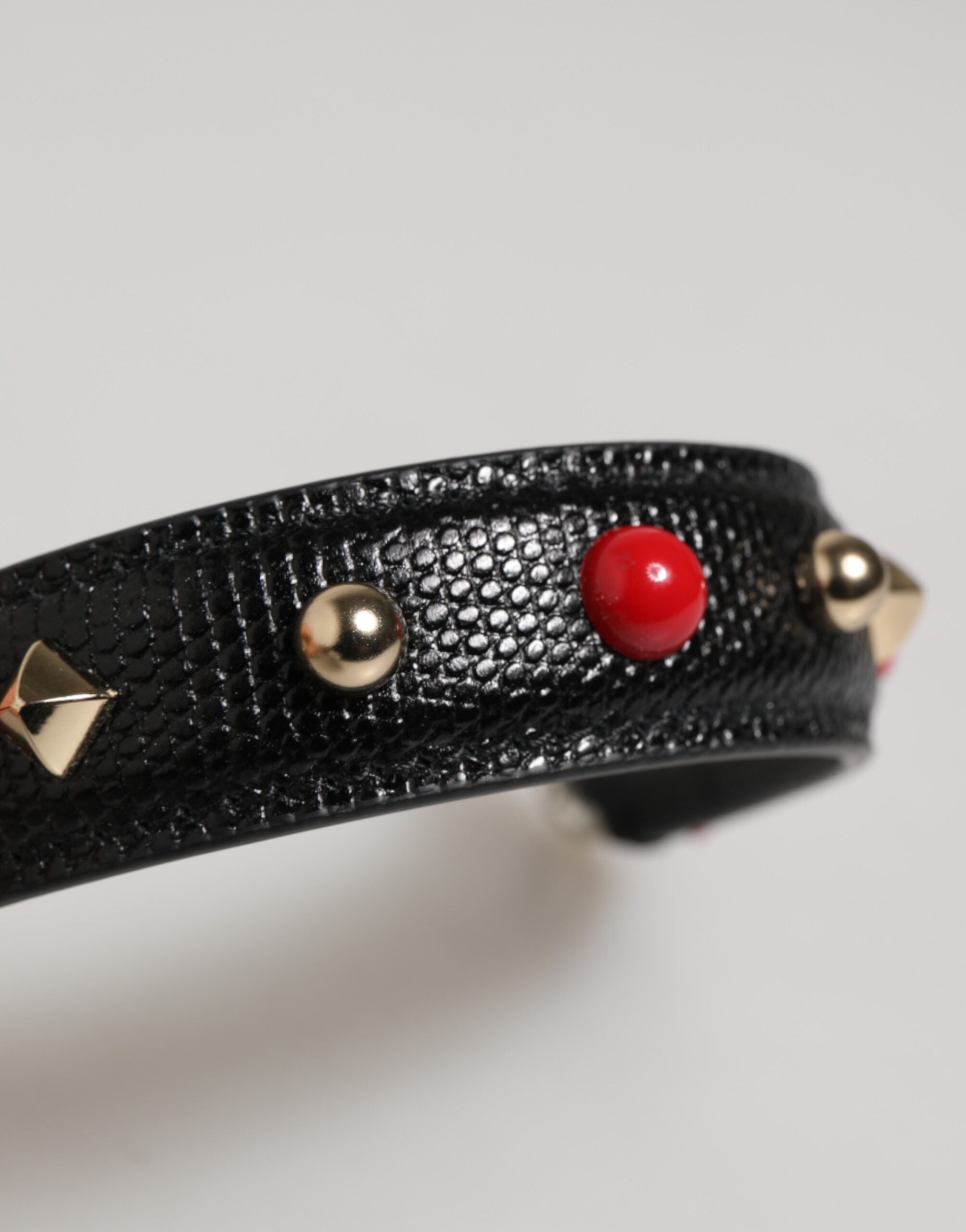 Black Embellished Leather Bag Handle Women Shoulder Strap Calf Accessory