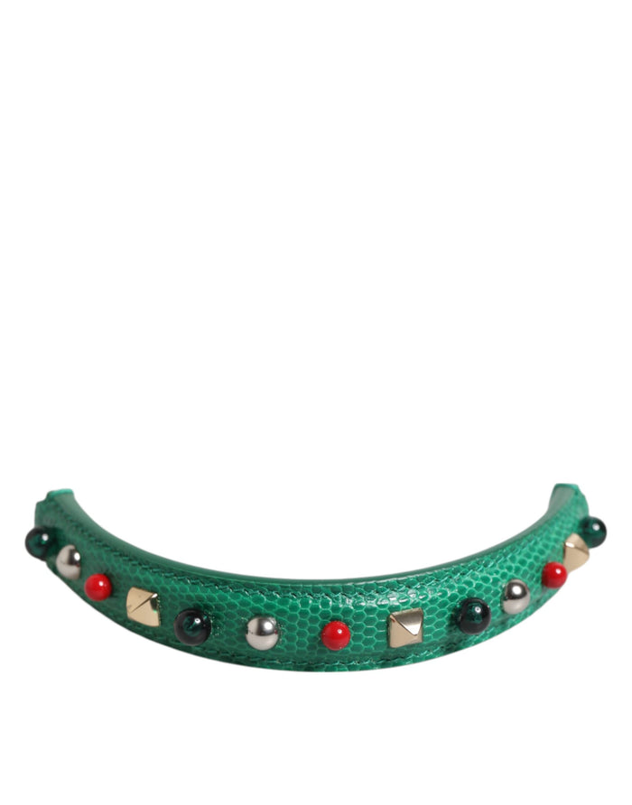 Green Embellished Leather Bag Handle Women Shoulder Strap Calf Accessory