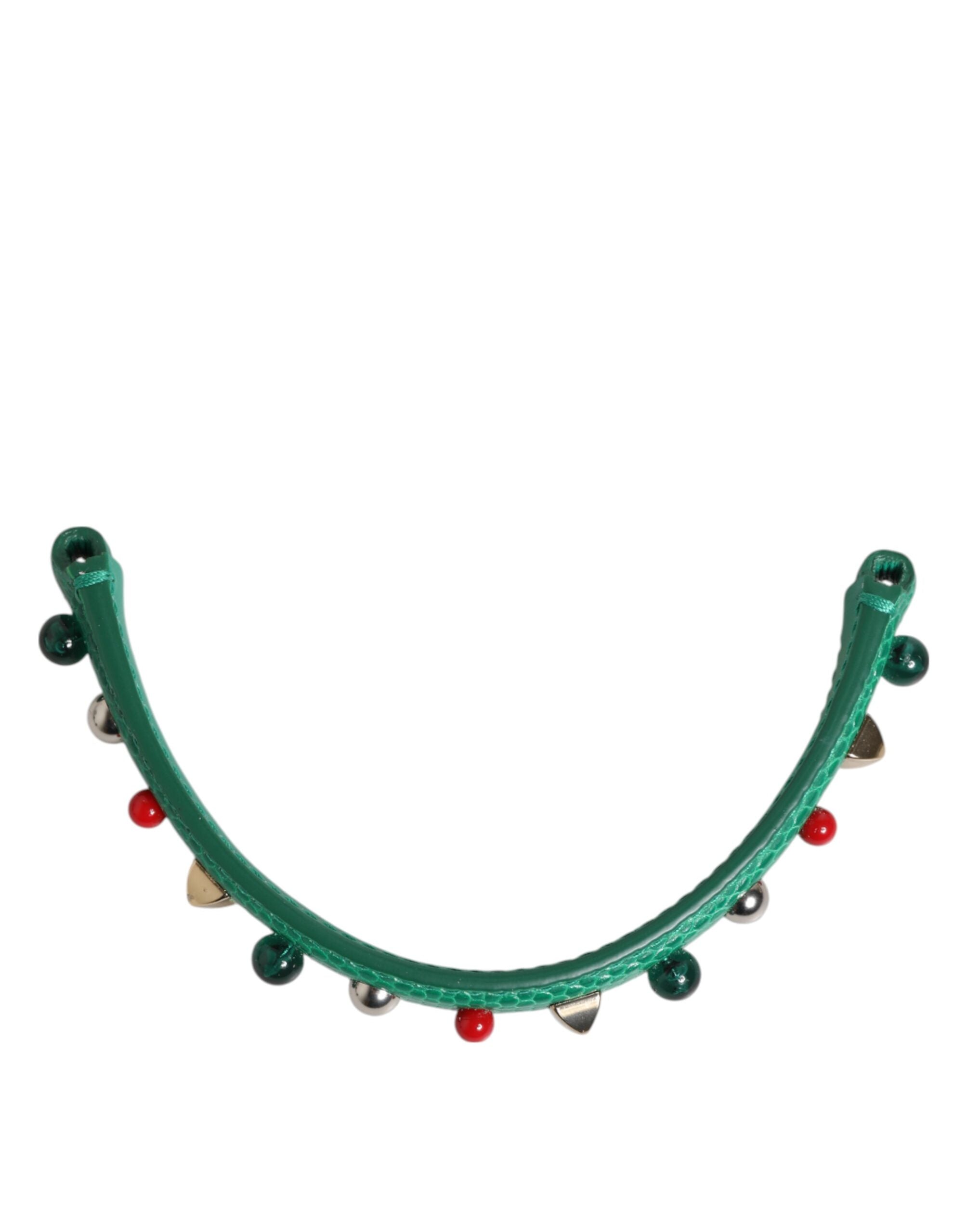 Green Embellished Leather Bag Handle Women Shoulder Strap Calf Accessory
