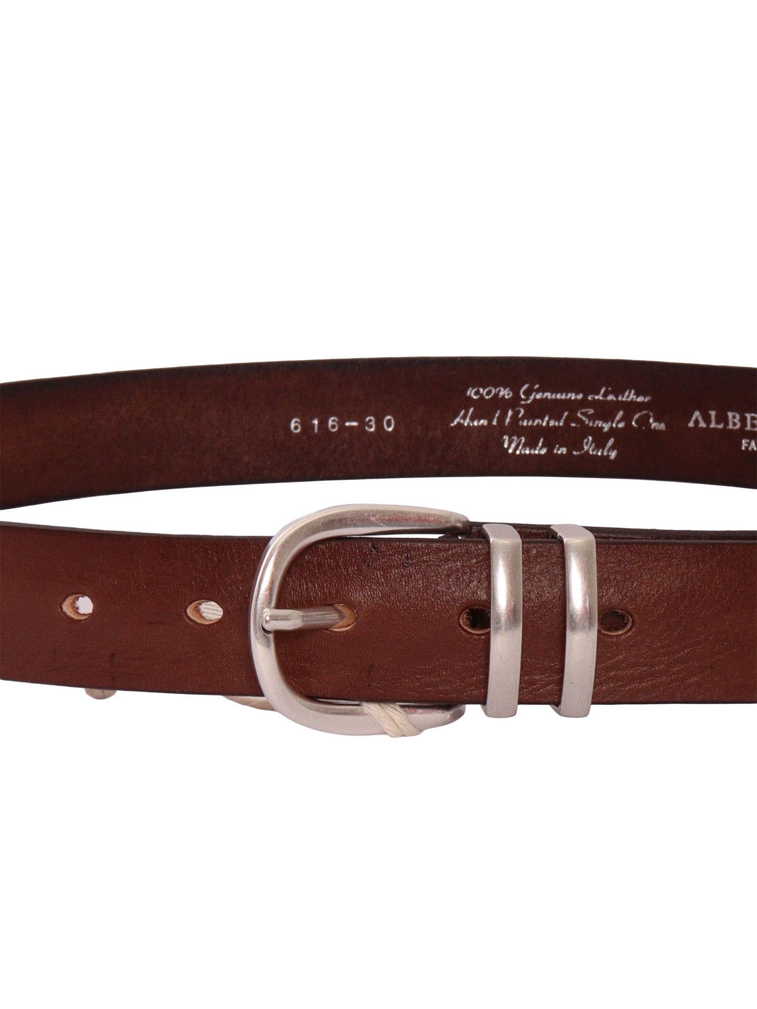 Garment-dyed belt Brown Leather