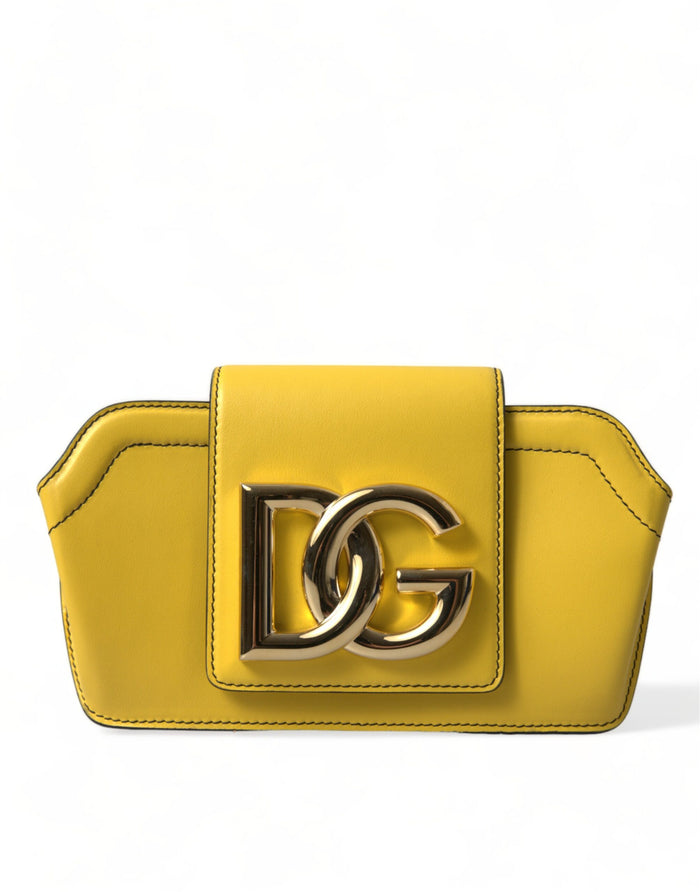 Yellow Smooth Leather Dg Logo Clutch Crossbody Case Bag Calfskin