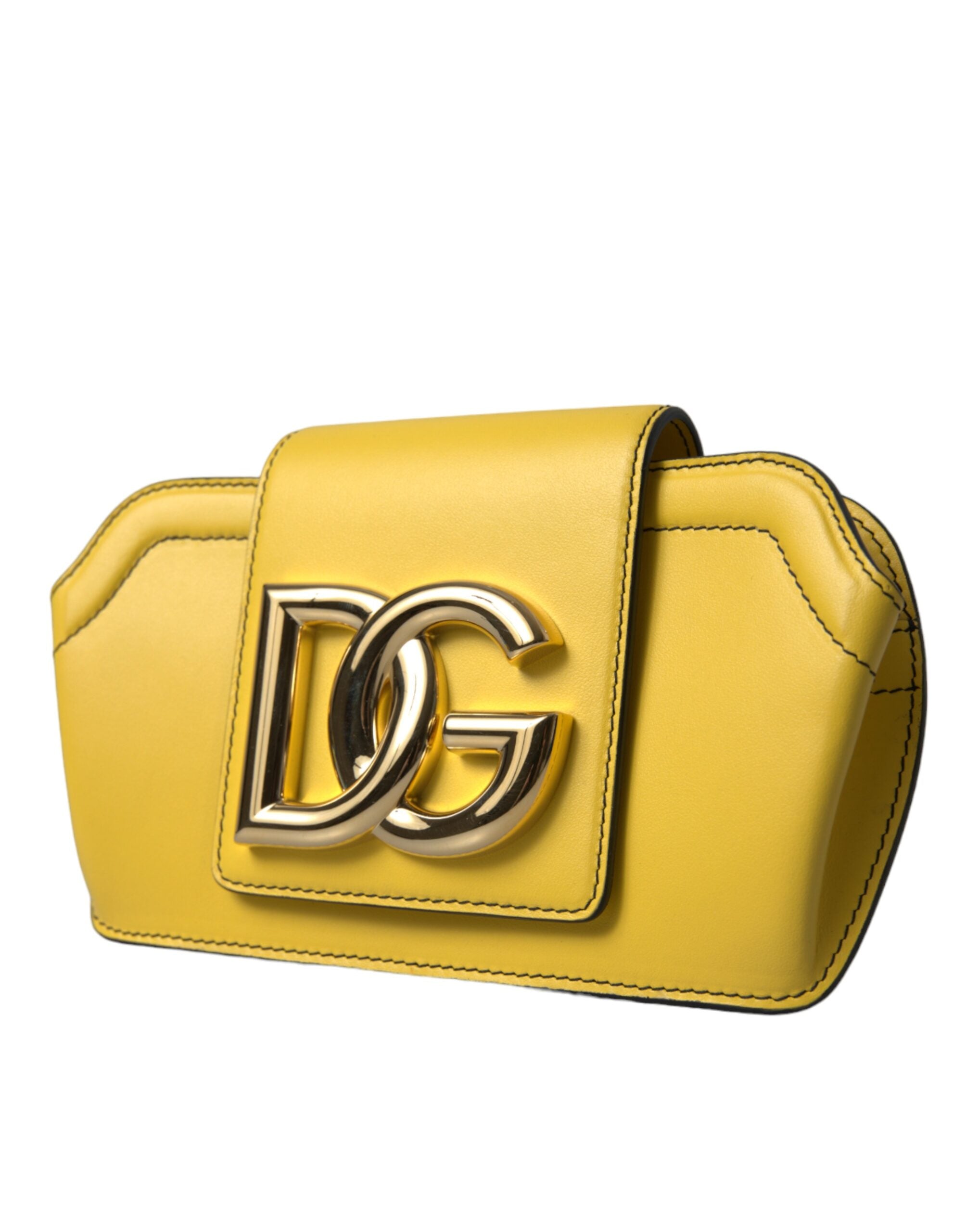 Yellow Smooth Leather Dg Logo Clutch Crossbody Case Bag Calfskin