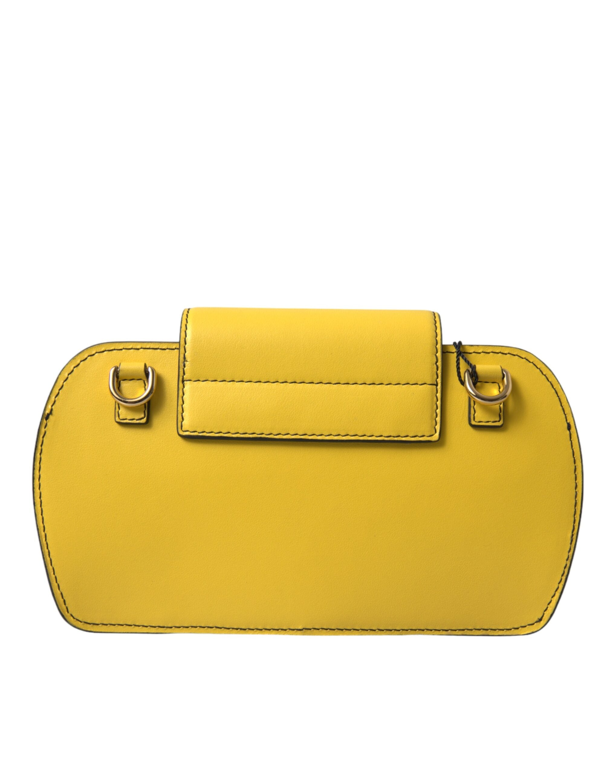 Yellow Smooth Leather Dg Logo Clutch Crossbody Case Bag Calfskin