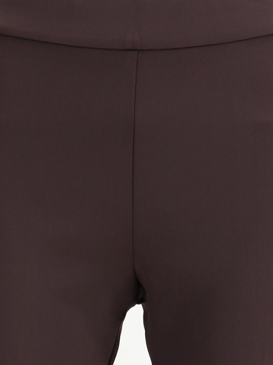 Pants Flared Stretch Brown Elastane Trousers
