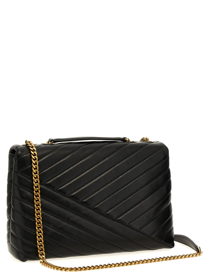Kira Chevron Convertible crossbody bag Black Lamb Leather (ovis Aries)