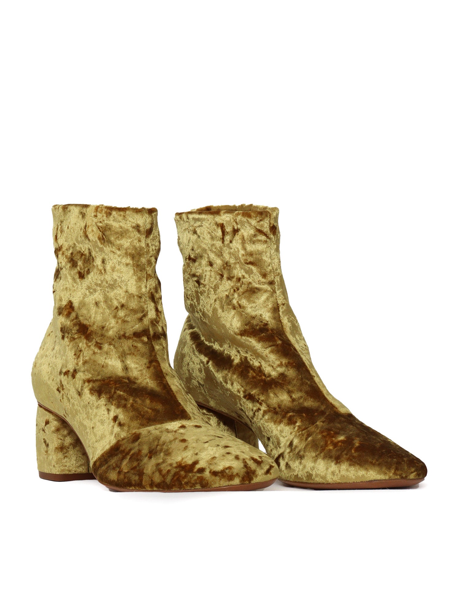 Chic Stretch Velvet Boots Gold Booties