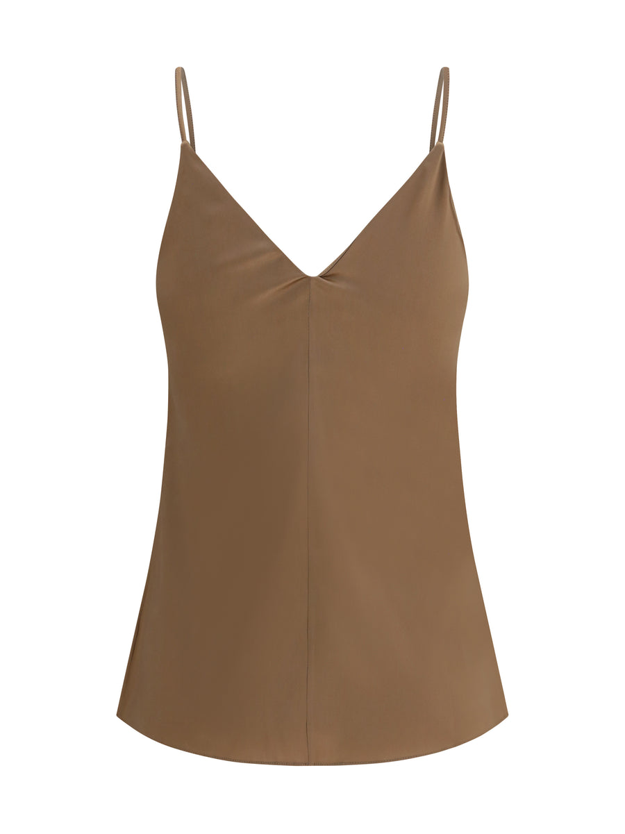 Stretch Silk Top Praline Shirt