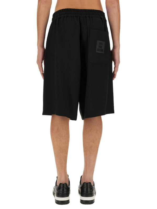Bermuda With Logo Black Acetate Viscose Short