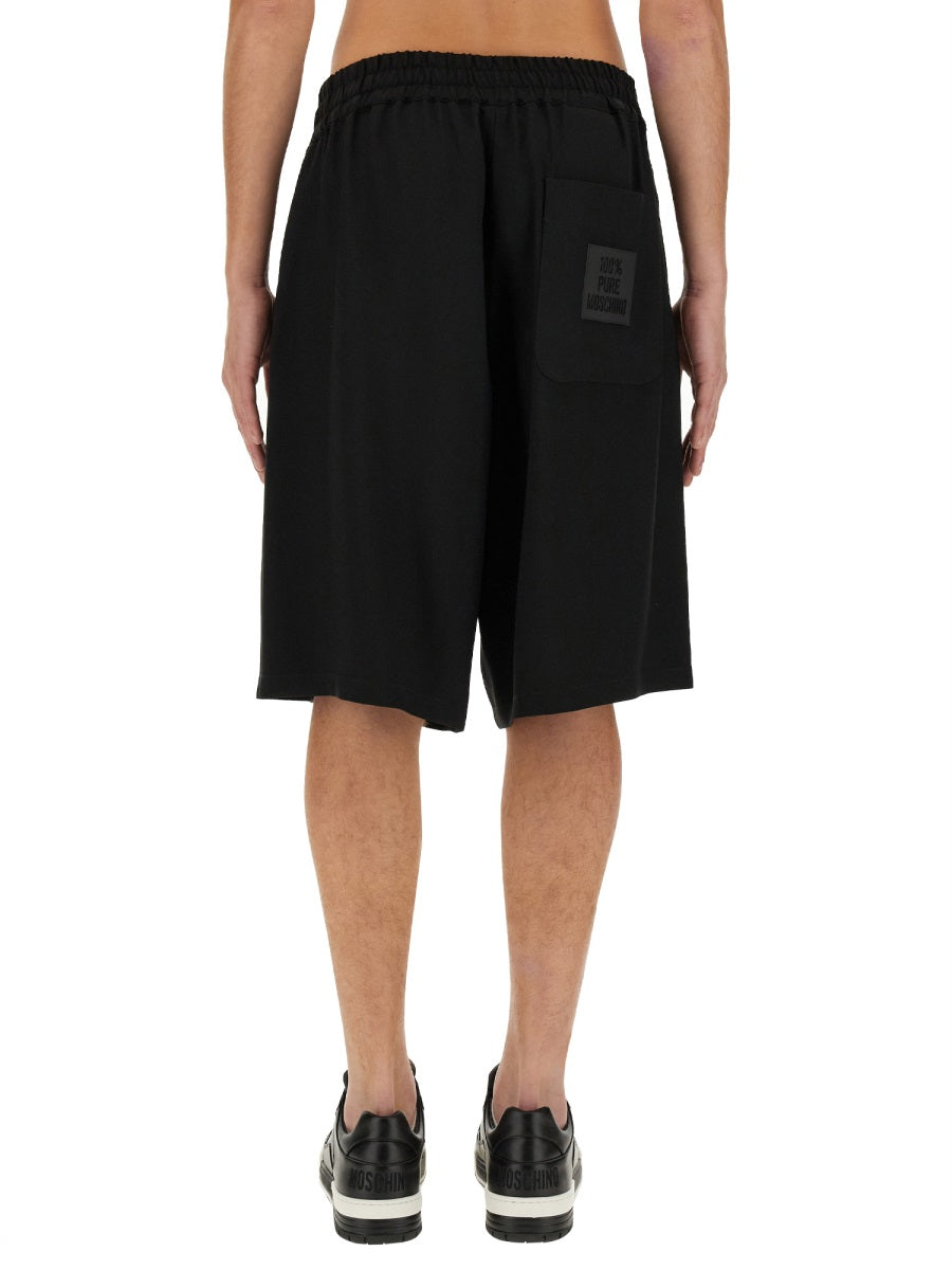 Bermuda With Logo Black Acetate Viscose Short
