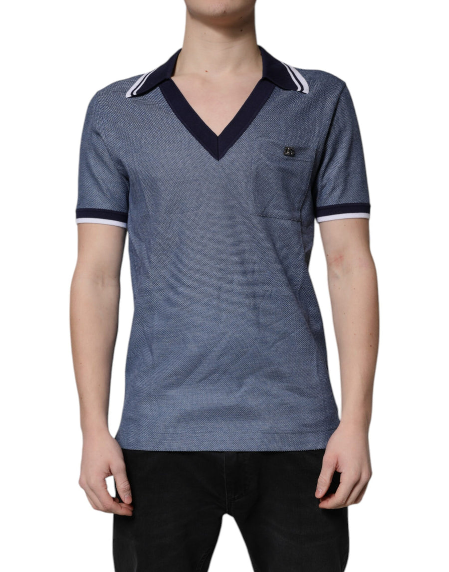 Dolce & Gabbana 64% Silk polo in blue