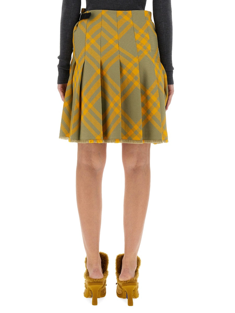 Wool Blend Kilt Yellow Polyester Skirt