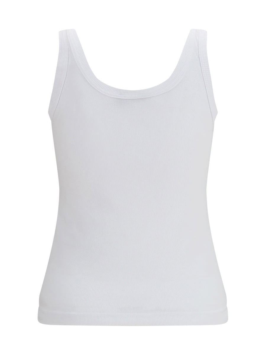 Tank Top Ribbed Logo White Cotton Optical