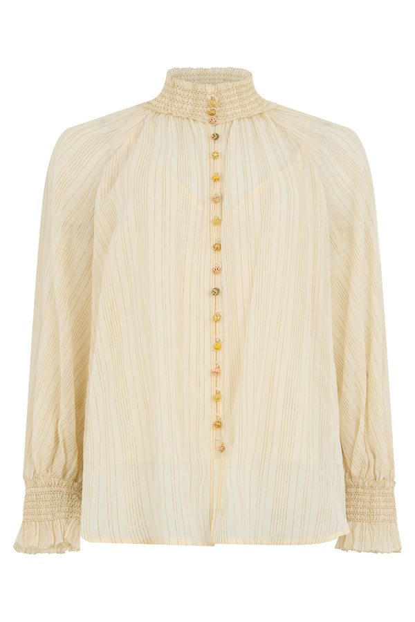 Cotton-Silk Blouse Cream Blouses