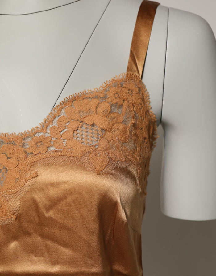 Dolce & Gabbana 80% Silk tank top in brown — view 2