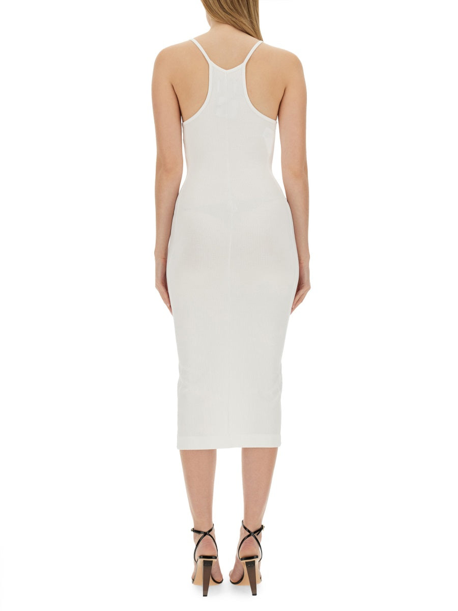 Ribbed Dress White Viscose