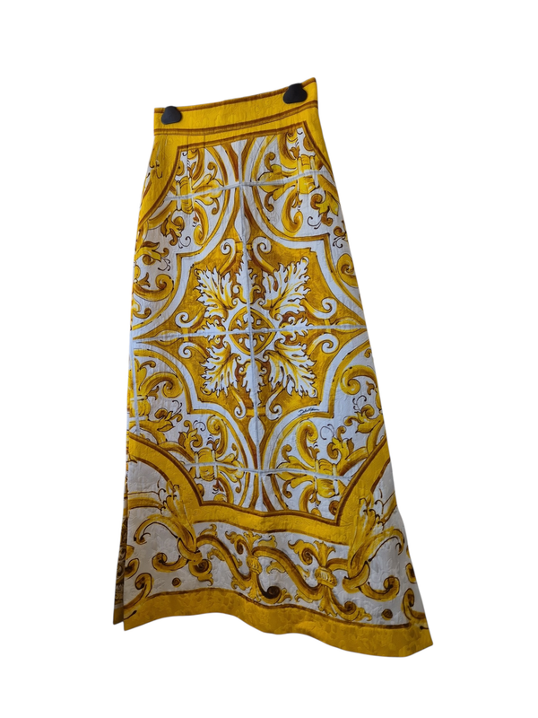9087b Skirt Midi Yellow Majolica Logo