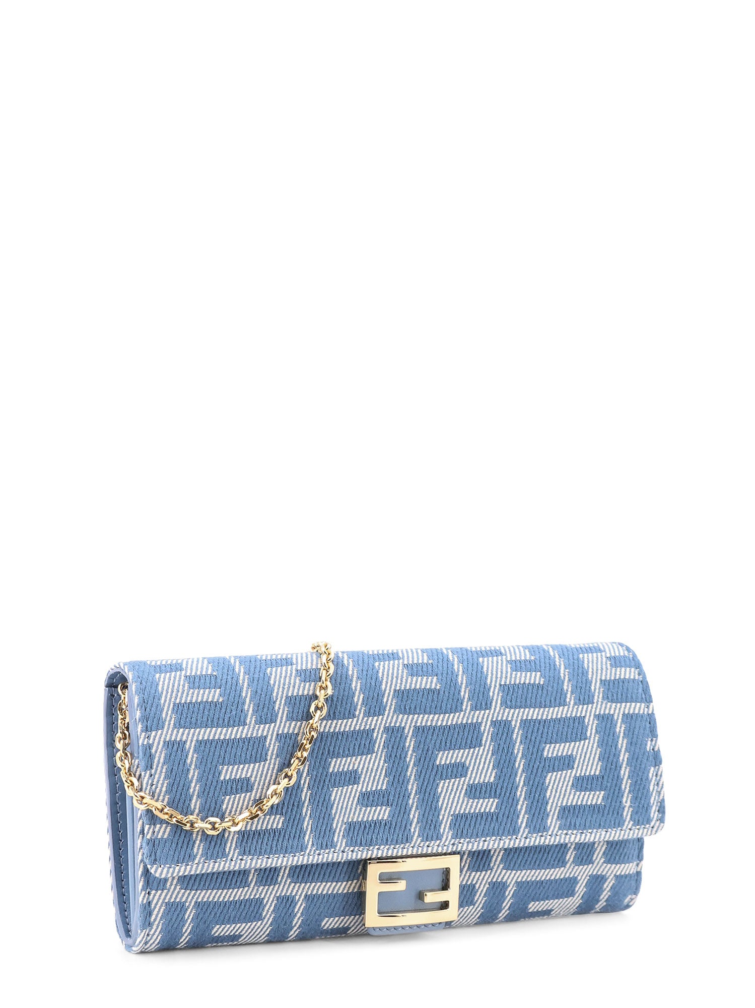 Fendi Wallets Blue Cotone/pelle