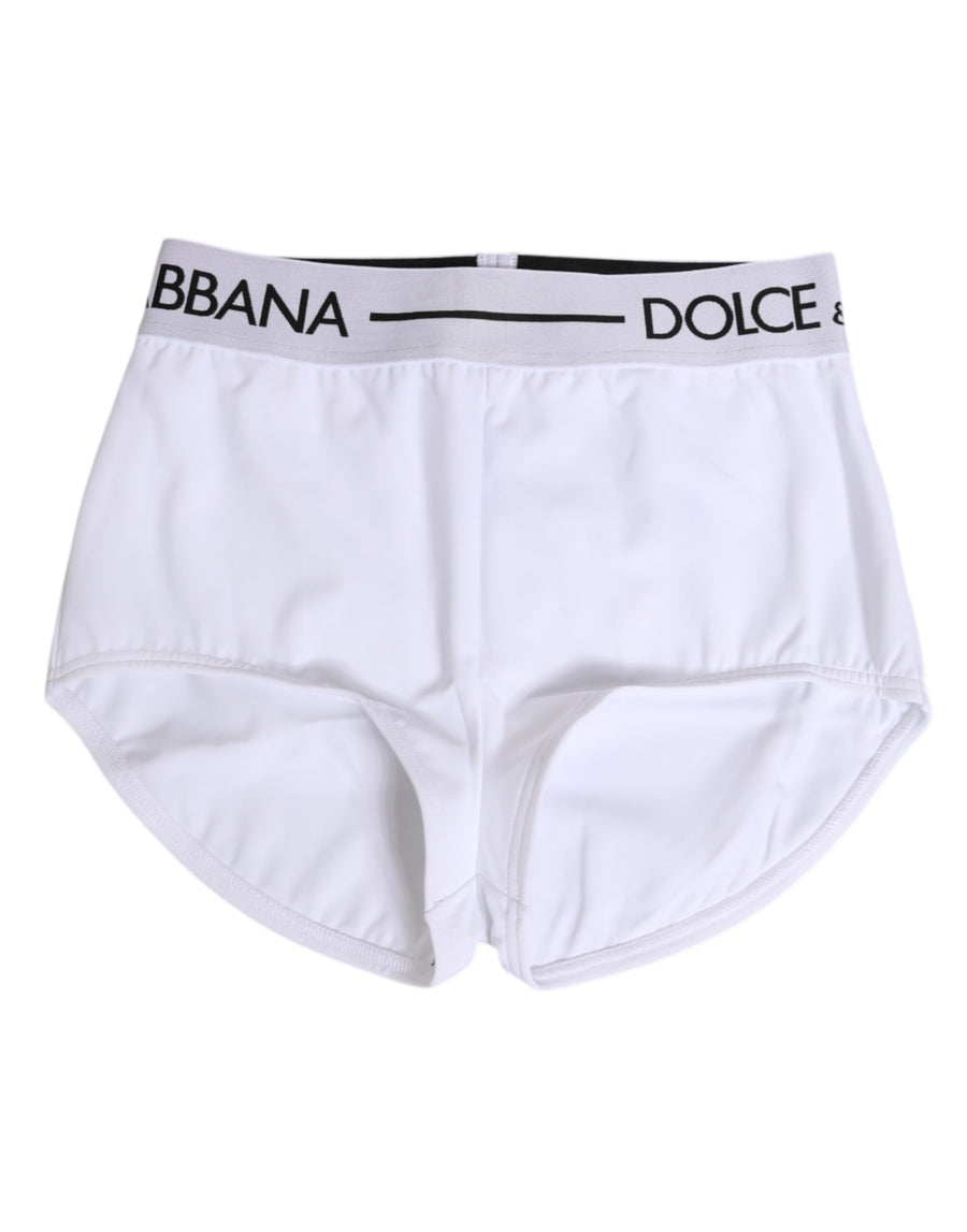 White Nylon Logo Waistband Shorts Underwear Elastane