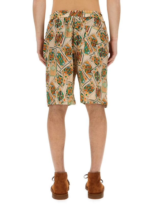 Bermuda Shorts With Print Multicolour Linen