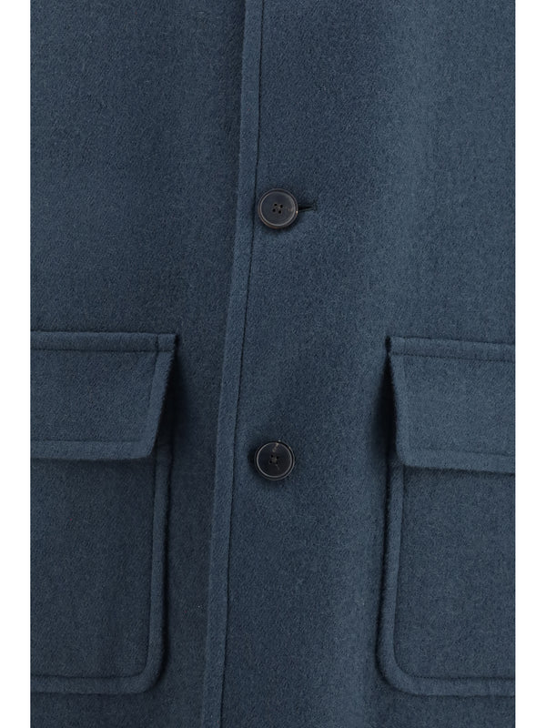 Coat Long Single-Breasted Bottle Merino Wool