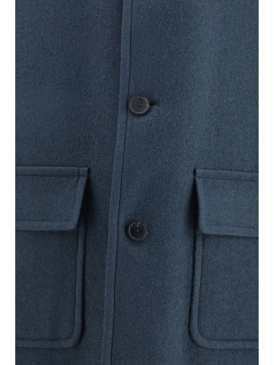 Coat Long Single-Breasted Bottle Merino Wool