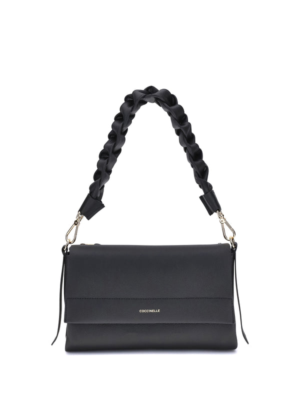 Coccinelle 100% Calf Leather Bos Taurus shoulder bag in black