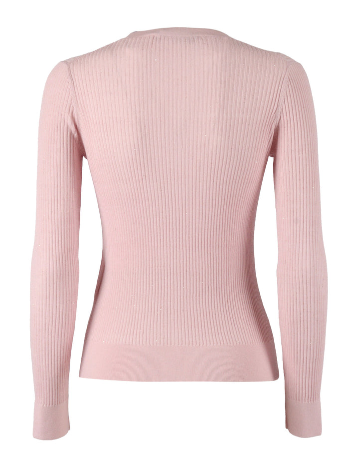 SWEATER Pink Silk Wool Crewneck
