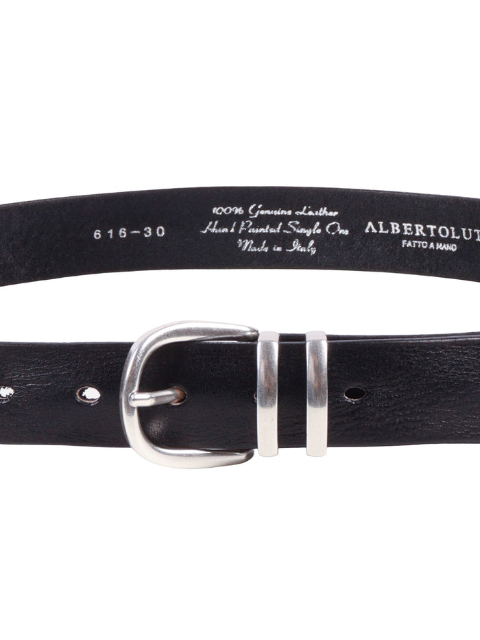 Garment-dyed belt Black Leather