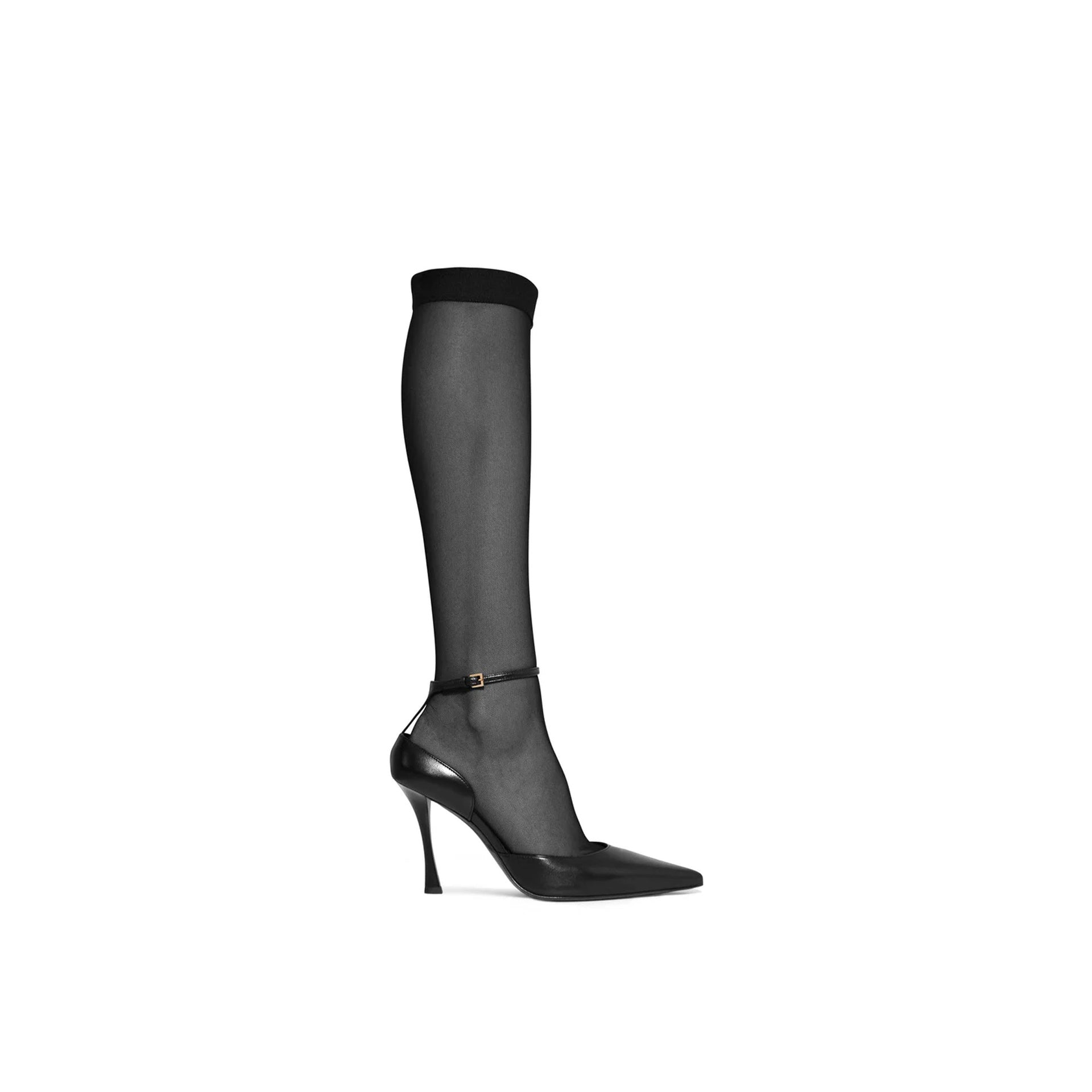 Show 95 Stocking Pumps Black Lamb Leather