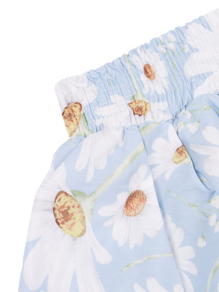 Printed poplin tiered skirt Light Blue